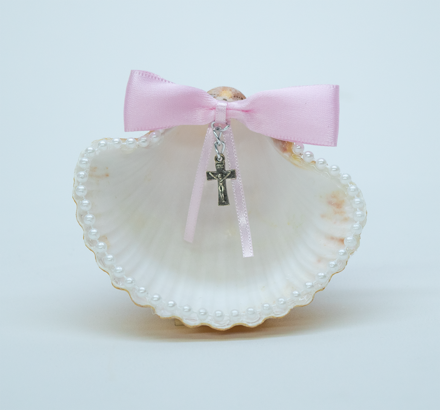 Kit Vela Canasta Madera bautizo Niña Color Blanco Rosa