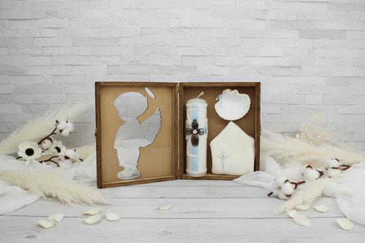 Kit Bautizo Estuche Caja de Madera Niño