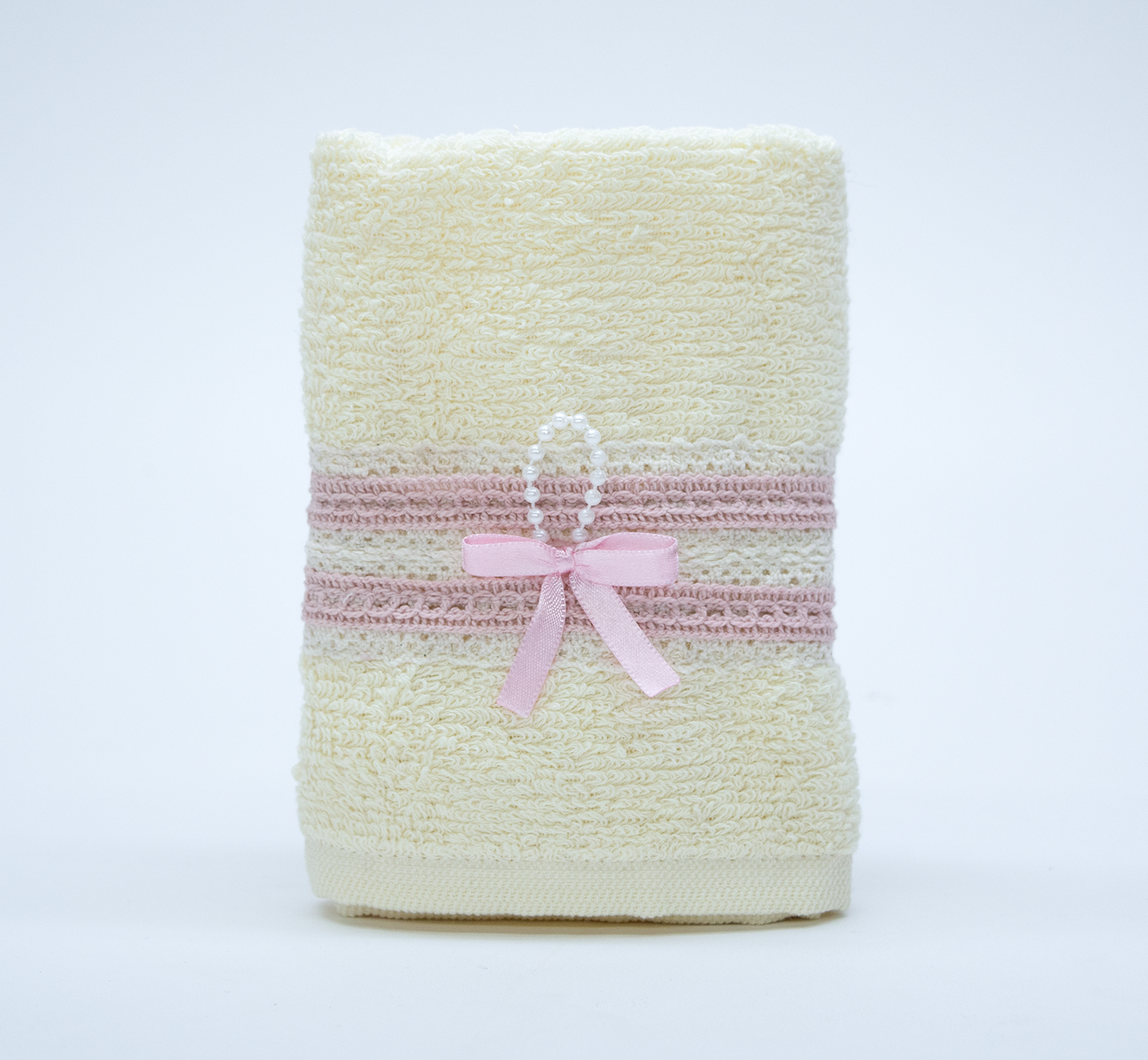 Kit Vela Canasta Madera Bautizo Niña Color Hueso - Rosa