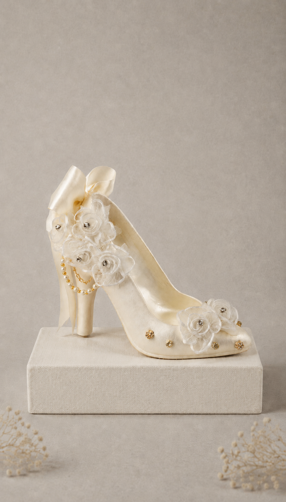 Pedichera zapatilla boda Mod 30B - vista frontal con flor y cristales