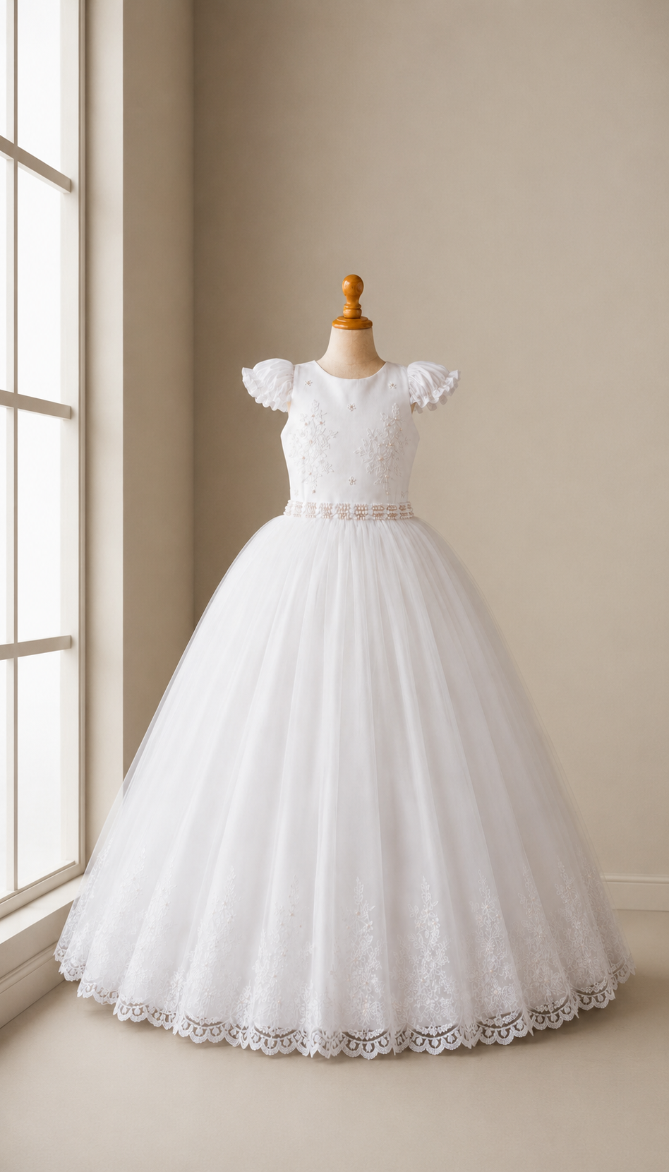 Vestido Comunión Yoselin. Color Blanco o Hueso