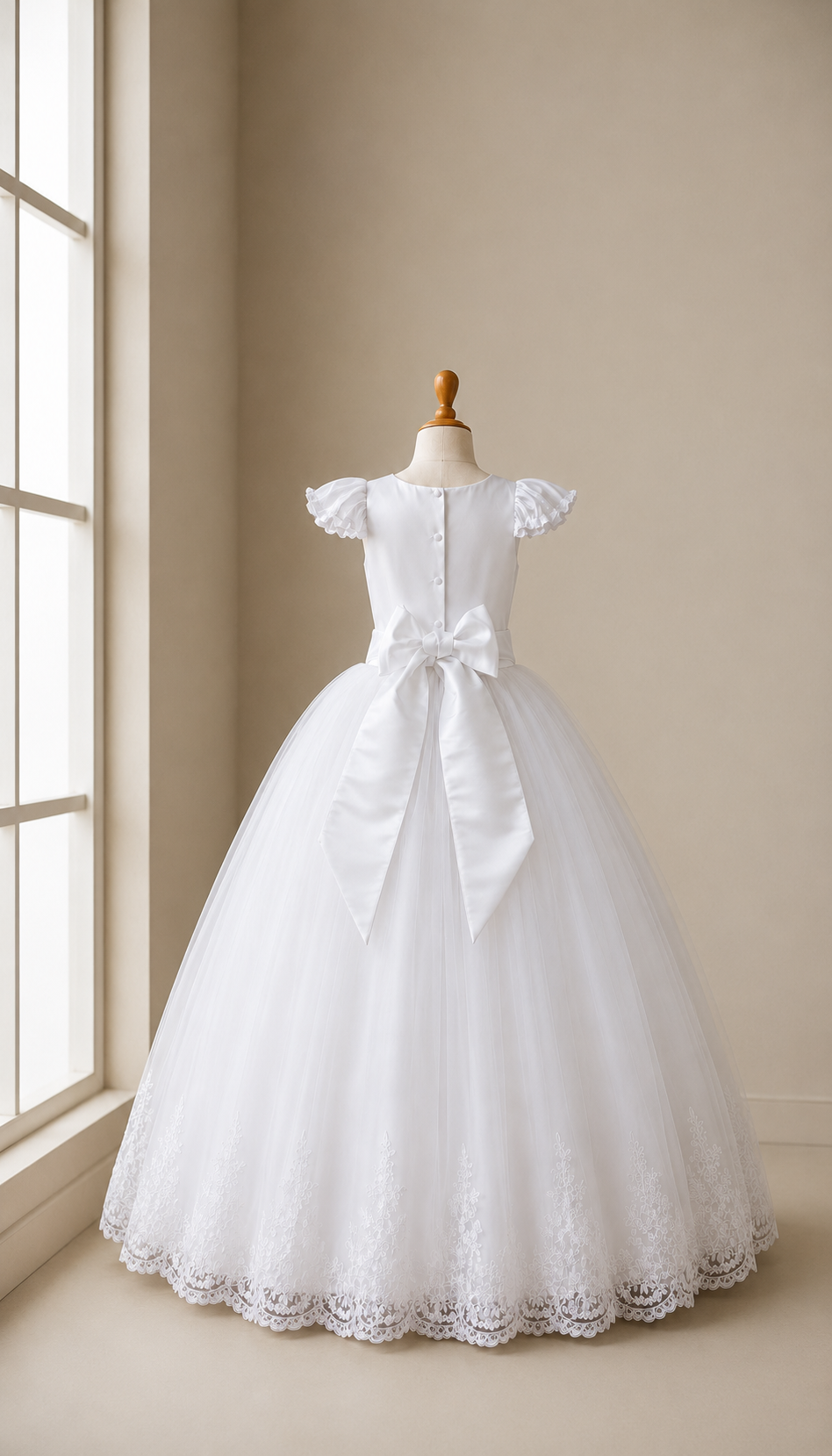 Vestido Comunión Yoselin. Color Blanco o Hueso