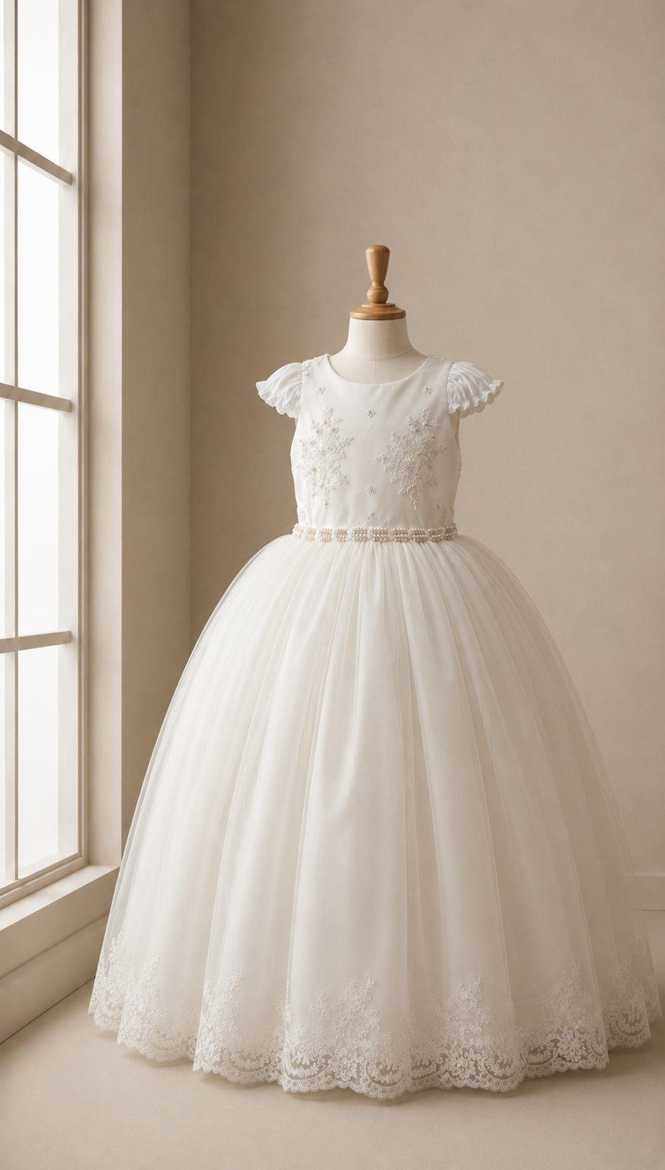 Vestido Comunión Yoselin. Color Blanco o Hueso