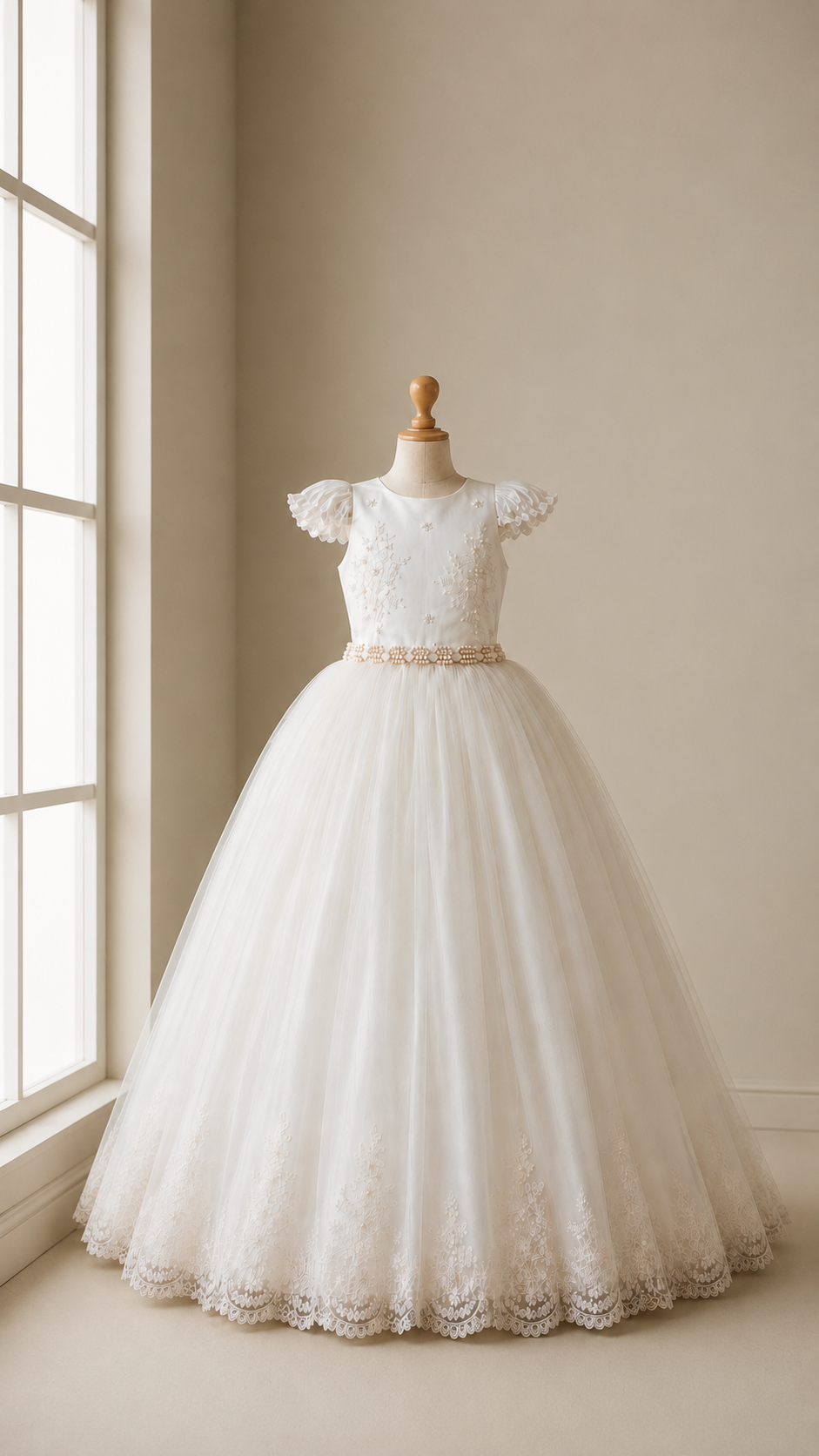Vestido Comunión Yoselin. Color Blanco o Hueso