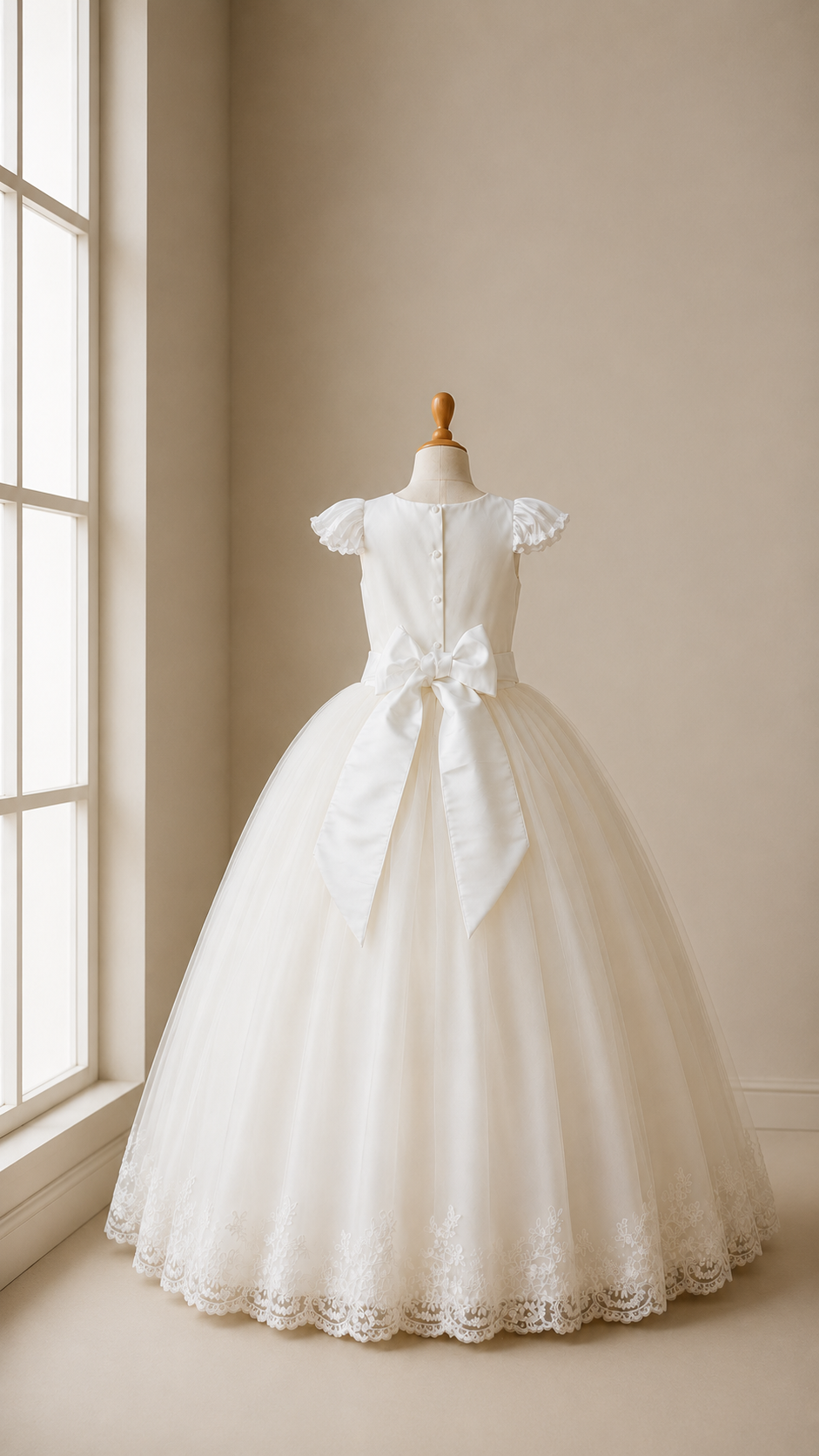 Vestido Comunión Yoselin. Color Blanco o Hueso