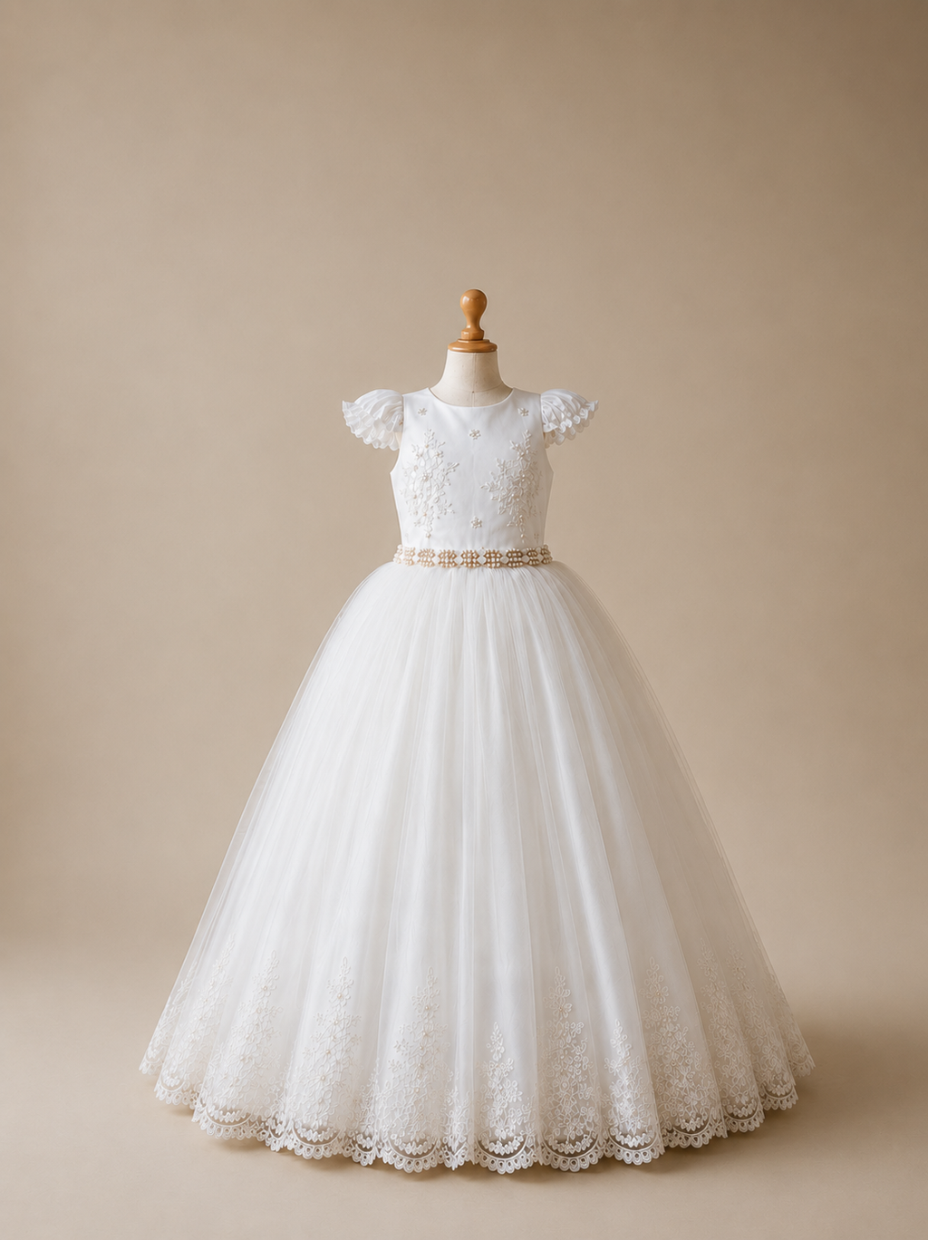 Vestido Comunión Yoselin. Color Blanco o Hueso