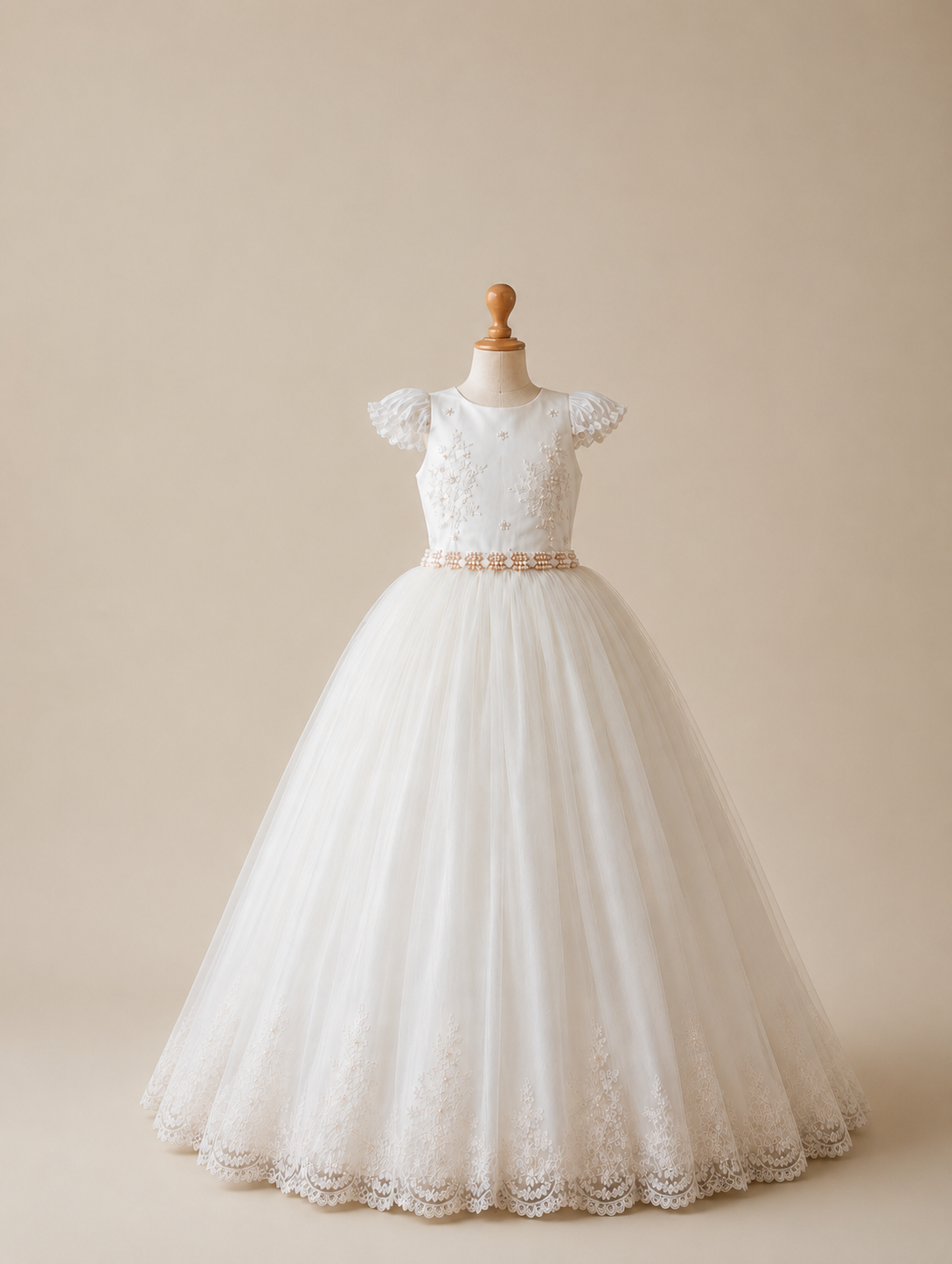 Vestido Comunión Yoselin. Color Blanco o Hueso