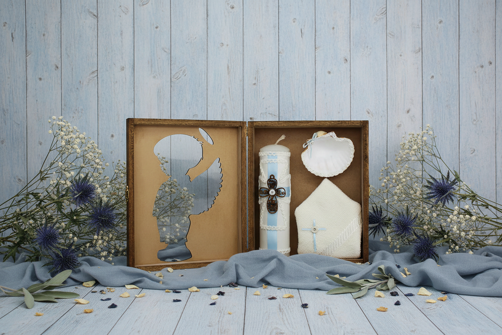 Kit Bautizo Estuche Caja de Madera Niño
