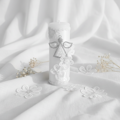 Kit Bautizo Canastita Mimbre de Angelita Color Blanco
